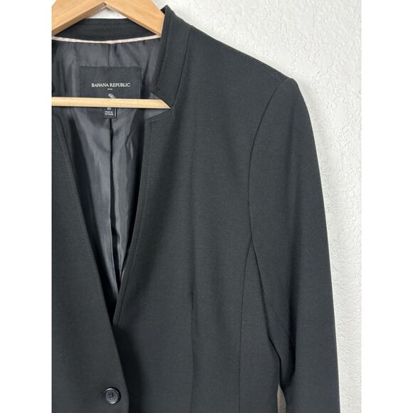 Banana Republic Womens Blazer Jacket Sz 10 Black Office Career Layering Staple - Picture 2 of 7